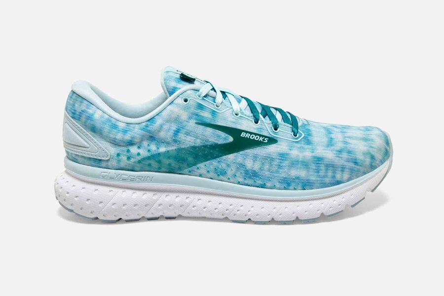 Brooks Women's Glycerin 18 Road Running Shoes Light Blue/Turquoise/White DYCT-56140